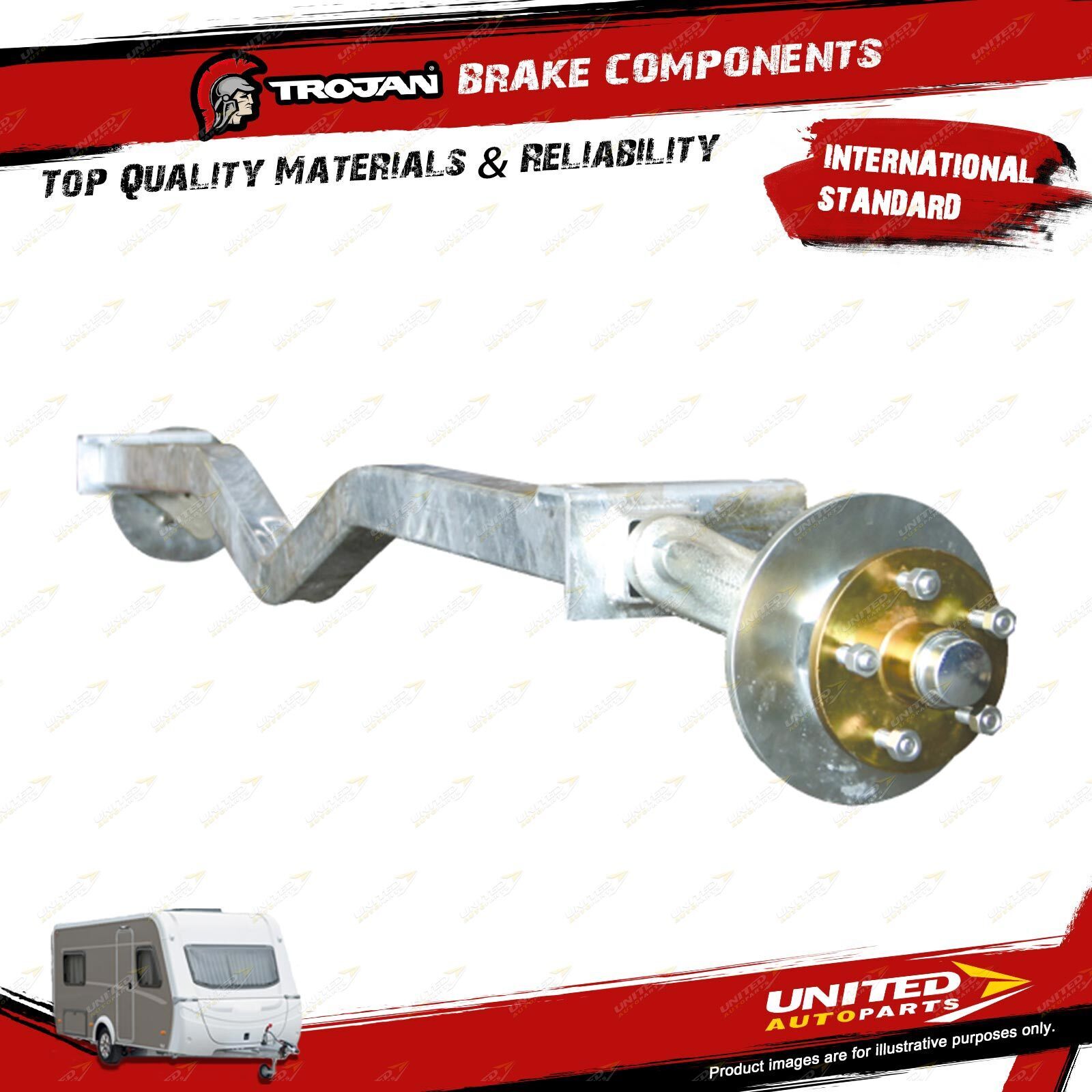 Trojan Braked Stub Axle SL Duratorque Interchange for Trailer Caravan