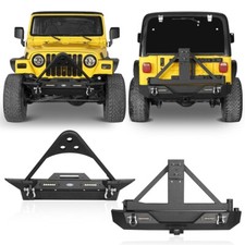 Textured Steel Front Rear Bumper W Tire Carrier Fit Jeep Wrangler Tj 97-06 Textured Steel Front Rear Bumper W Tire Carrier Fit Jeep Wrangler Tj 97-06