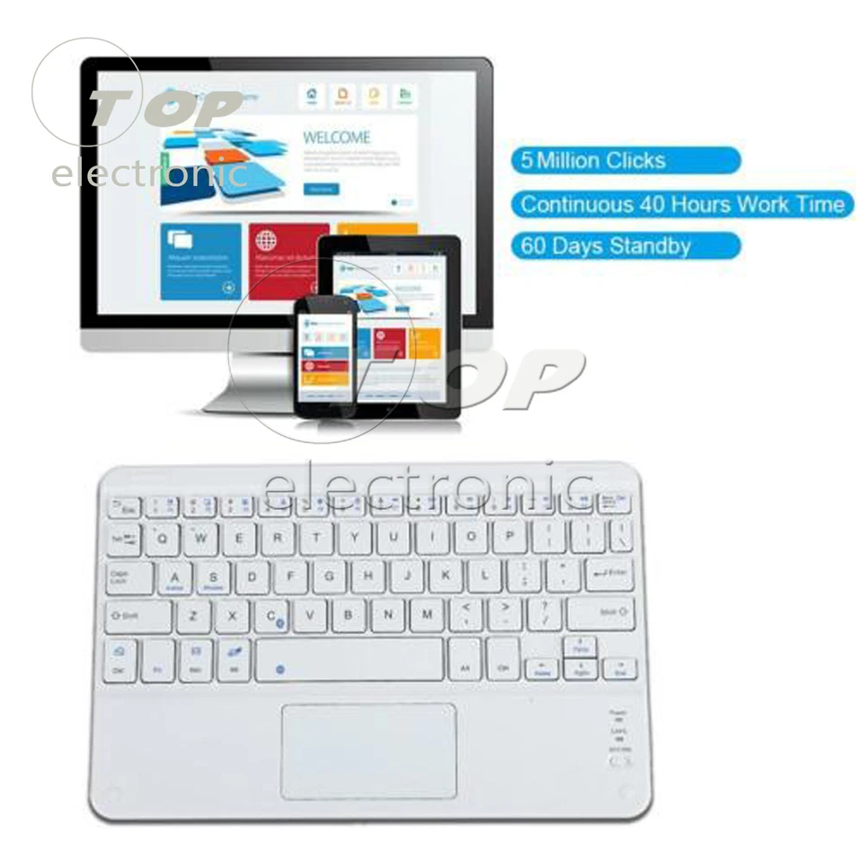 Mini Wireless Bluetooth 3.0 Keyboard With Mouse Touchpad for Windows Android iOS - Image 3 of 4