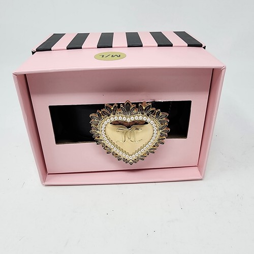 Juicy Couture Damen Gold Perlen Herz Kunstleder Schwarz Schnalle Gürtel M/L Neu - Bild 2 von 8