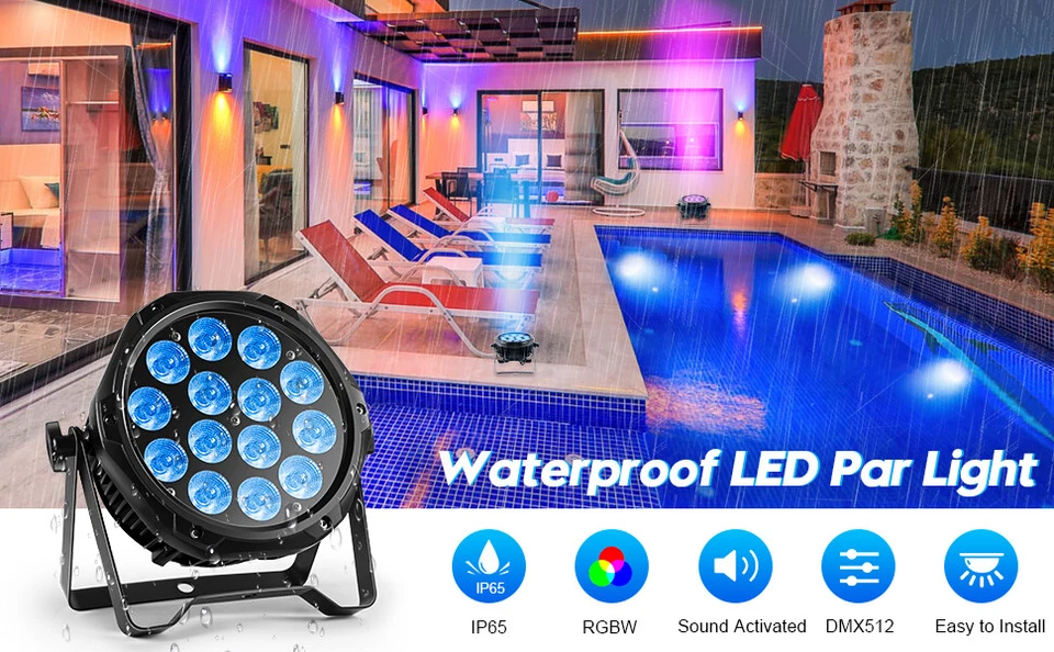 14x15W LED RGBW Strobe Wash Uplighting Par Can Lights for Outdoor Party, Event - Image 4 of 4