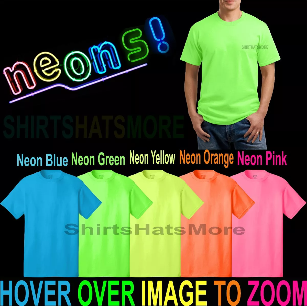 Mens T-Shirt NEONS Classic Cotton Blend Neon S, M, L, 2XL, 3XL, NEW |