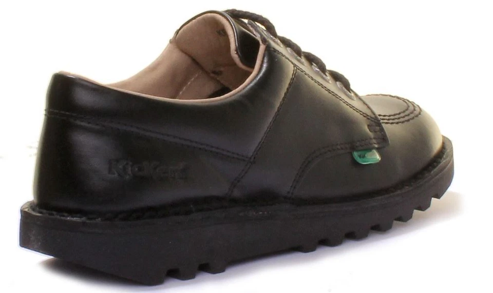 Kickers Kick Start Lace Up Leather School Boy Shoes In Black US 4 - 7 - Image 3 of 4