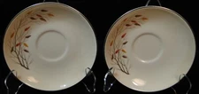 Homer Laughlin Autumn Song Saucers 50's Set of 2 Excellent