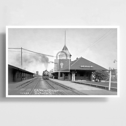 Railroad Train Station Depot Dekalb Illinois IL Reprint Postcard eBay