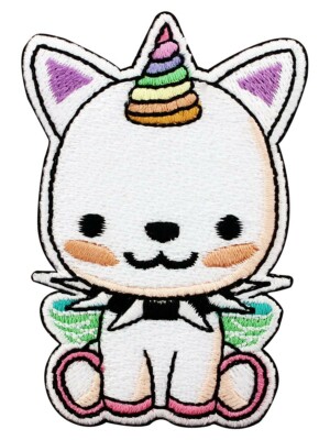 Rock Einhorn Aufbügeln Patch Punk Kätzchen Katze Metall süß Kinder glücklich Tier Goth Emo