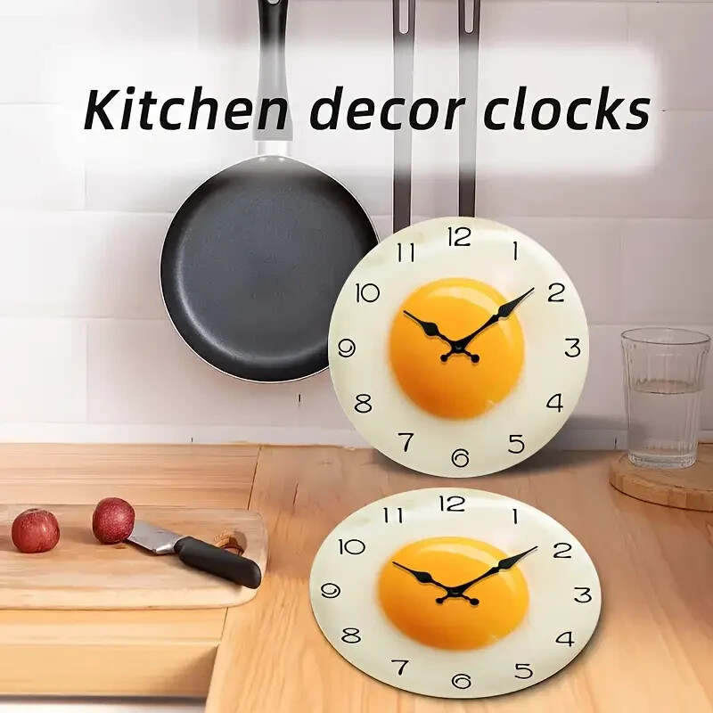 Quirky Fried Egg 30cm Clock, Chef, Bistro, Restaurant, Kitchen Clock ...