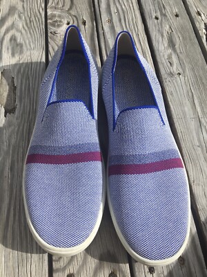 Rothy\'s womens Slip-On Knit Loafers in Blue and White Pattern The Penny Loafer in Blue Raffia-Knit for Women | Rothy main image 3