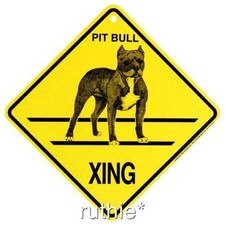 Pit Bull Dog Crossing Xing Sign New Made in USA 14 3/8 x 14 3/8