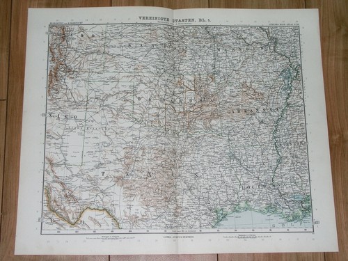 1912 ANTIQUE MAP OF TEXAS OKLAHOMA LOUISIANA KANSAS ARKANSAS MISSOURI USA - Picture 1 of 10