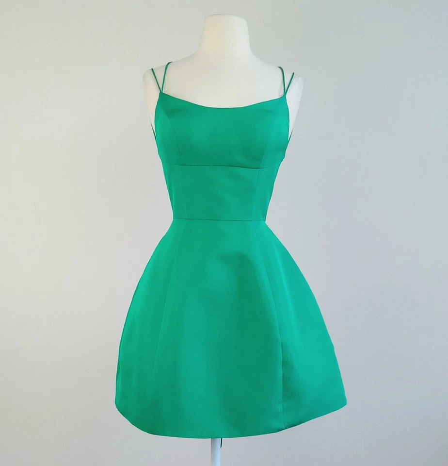 Mini VESTIDO talla 2 SHERRI HILL Kelly Verde Escultural ESPALDA Evento Fiesta Foto 3 de 4