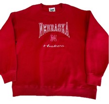 Vintage Nebraska Cornhuskers Sweatshirt Large Red Lee Sport Nutmeg Mills USA