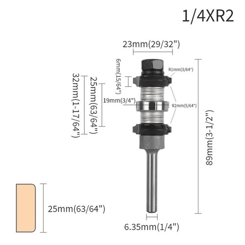 FTVOGUE Set 3 Fresce Per Legno – R1, R2, R3 – Taglio Bordi 4 Denti – 1/4'' Per Toupies E Incisione