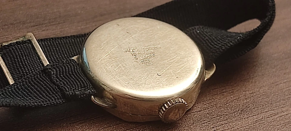 AHO 10 Mikron Damenuhr Golddouble, Walzgold Vergoldet, Vintage Alt Rar Sammler - Bild 4 von 4