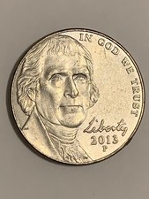 2013-P Thomas Jefferson Nickel 5 Cent Coin.