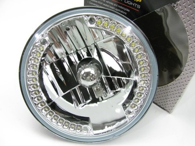 APC 403750HL 7'' Clear Lens Headlight  Head Lamp Light  W/ LED Accent