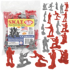 TimMee Processed Plastic SWAT Police Red Gray Tim Mee Army Men Figures 1:30 US