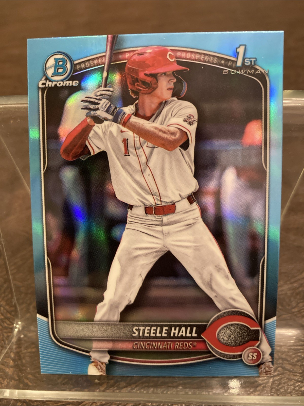 2025 Bowman Draft Steele Hall 1st Chrome Sky Blue Refractor #BDC-20 Reds