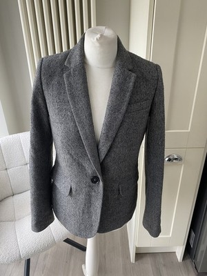 JOULES HORATIA GREY 100% WOOL TWEED SIZE 10 PARADE JACKET BLAZER HACKING