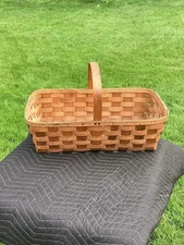 Early 1900’s Handmade 24x13in Wicker Basket W/ Maker Mark *RARE*