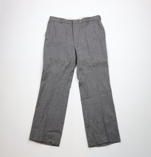 Vintage 60s 70s Streetwear Mens 36x31 Herringbone Wool Wide Leg Chino Pants USA