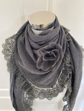 Trachtentuch grau Stricktuch Dreieckstuch Schal Damen Tracht Schultertuch