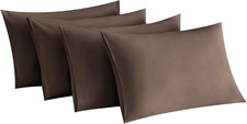 Brown Pillow Cases Standard Size Set of 4,Envelope Design Super Soft, 20X26 In
