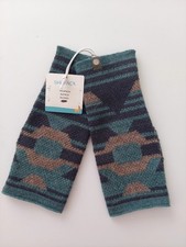 SHUPACA Alpaca Fingerless Gloves NWT Made in Peru Geometric Blue Gray
