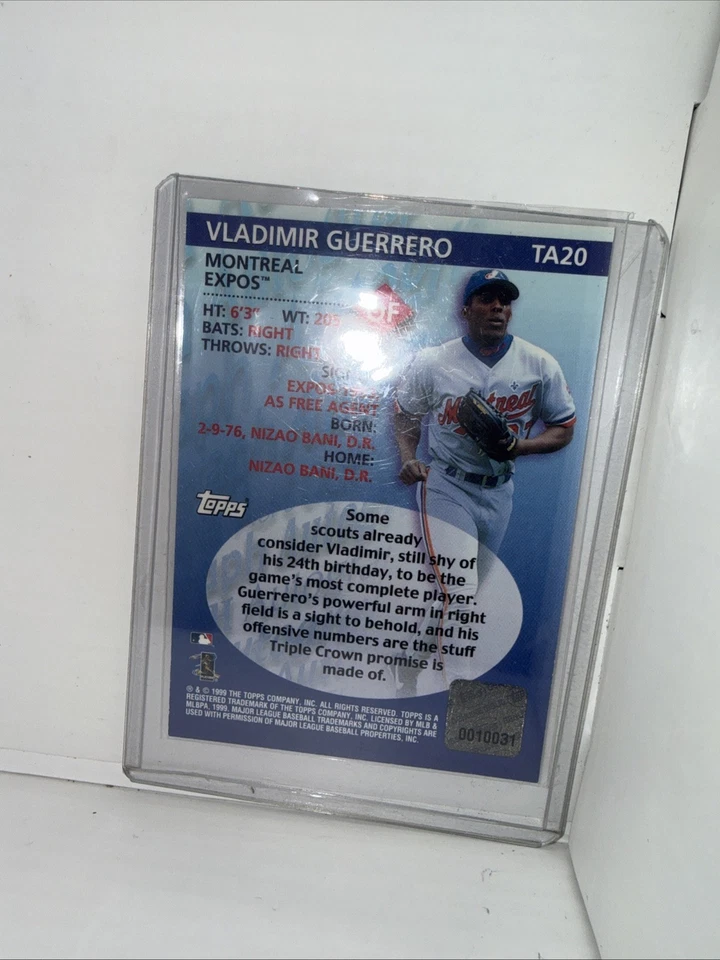 Edición autografiada Topps 1999 certificado Vladmir Guerrero Foto 3 de 3