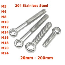 M5 - M24 Eye Bolts Thread Rings Catenary Wire Hanging Eyelet Screws A2 Stainless