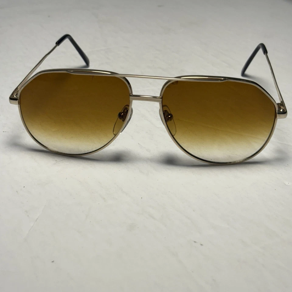 Gafas de sol de aviador Pierre Cardin vintage de los años 80 doradas marrones gafas de diseñador con estuche Foto 2 de 4