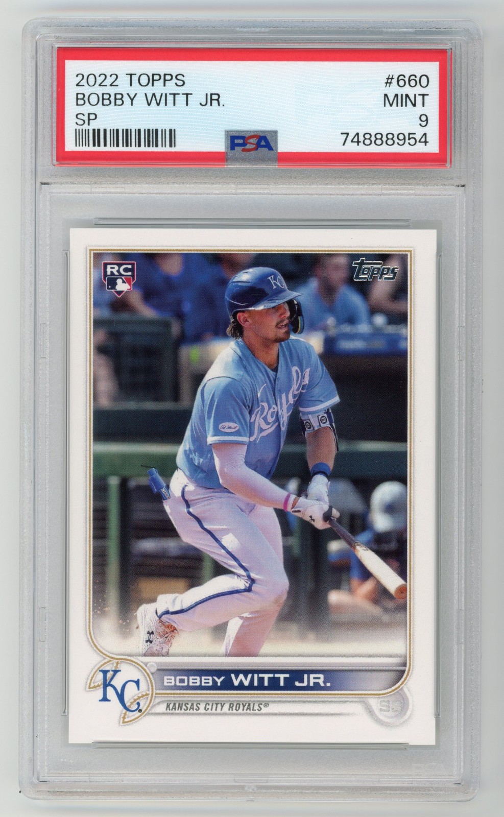 2022 TOPPS BOBBY WITT JR. SP RC VARIATION #660 PSA 9 ROOKIE ROYALS