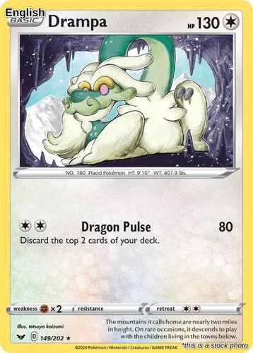 Drampa SWSH01: Sword & Shield Base Set 149/202 Near Mint