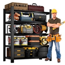 CJF 5-Tier Adjustable Garage Storage Shelves, Black (71 "H x 47" W x 20" D)