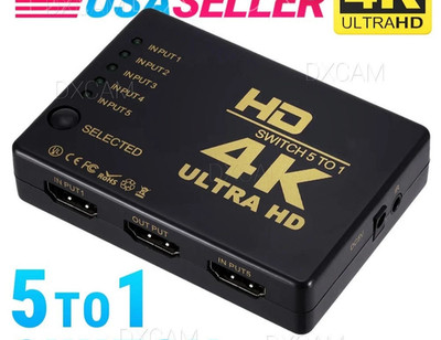 5 In 1 Out HDMI Switch 4K Splitter 5 Port Selector Switcher Hub IR Remote HDTV