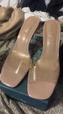 vivianly Womens Clear Heels Sandals Transparent Peep Toe Mules Backless Stiletto