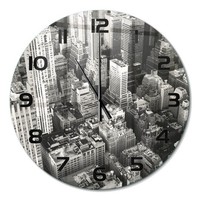 Runde Moderne Glas-Wanduhr Vogelperspektive New York Schwarze Zeiger Fi60 Cm