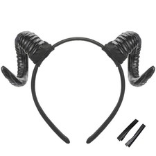 Black Demon Horns Headband - Devil Sheep Horns Headband Goat Horn Hairband fo...
