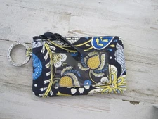 Vera Bradley Zip ID Case Wallet Keychain Womens Floral Fabric Pattern Card