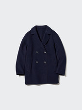 UNIQLO Double Face Short Coat Navy Oversized Women size S very good