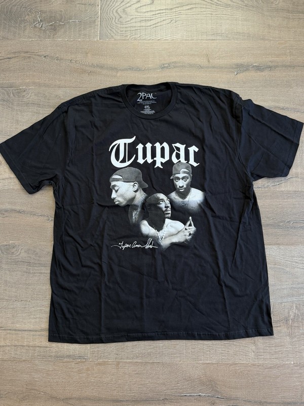 Tupac Amaru Shakur Graphic T-Shirt 2pac Tee Black/White Mens Size XXL