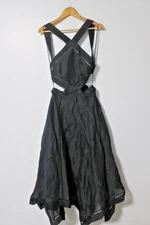 Zimmerman Women's Black Linen/Silk Asymmetric Backless Dress Size 1