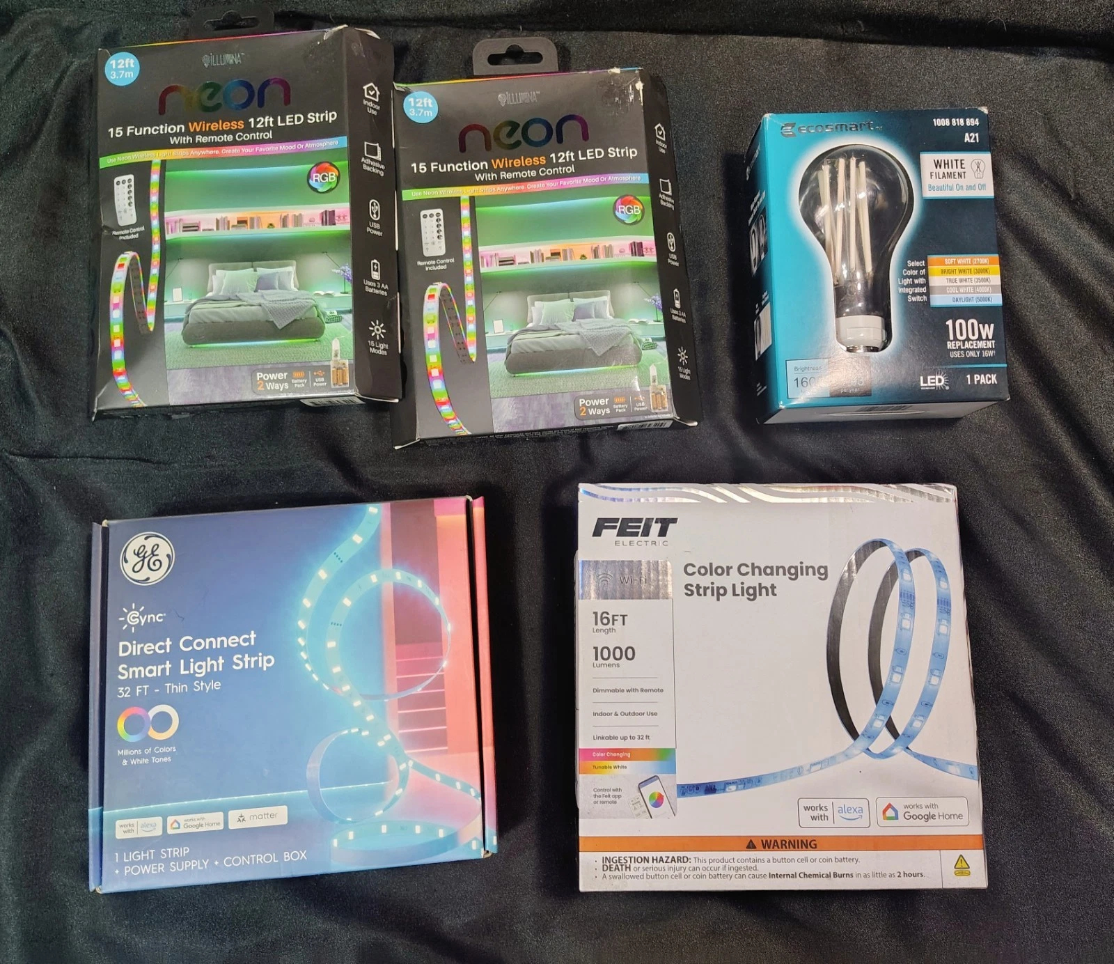 LED Lights Lot And Light Bulb That Changes Colors From White To Yellow