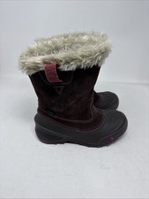 The North Face Boots Girls Youth 4 Snow Winter Shearling Brown Rubber Pull On