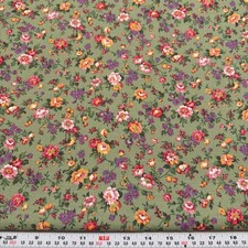Florals on Green Unbranded Cotton Fabric by the HALF YARD 18" x 45"