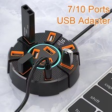 High-Speed 7/10-Port USB 2.0 Hub Charger Laptop Mouse iPhone Samsung Printer