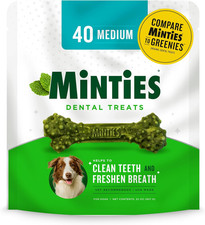 Minties Dental Chews for Dogs, 40 Count, Vet-Recommended Mint-Flavored Dental Tr