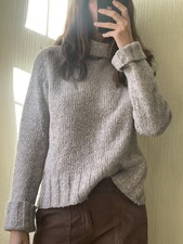 Italienischer Wollpullover Trichterkragen gra...