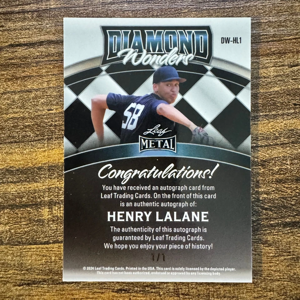 2024 Leaf Metal Henry Lalane #DW-HL1 Diamond Wonders Fire Prismatic 1/1 Auto NYY - Image 2 of 2