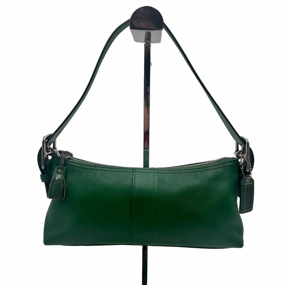 Authentic Coach shoulder bag leather vintage old small green women's rare Authentic Coach shoulder bag leather vintage old small green women's rare